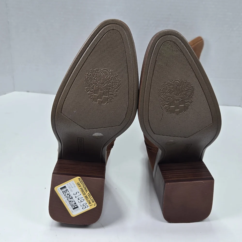 Vince Camuto Kaleeca Warm Caramel Suede Tall Riding Cowgirl Boots Size 5 - Picture 7 of 16